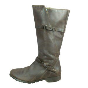 Teva De La Vina Brown Waterproof Leather Tall Boots Size 10 Side Zip Pull On